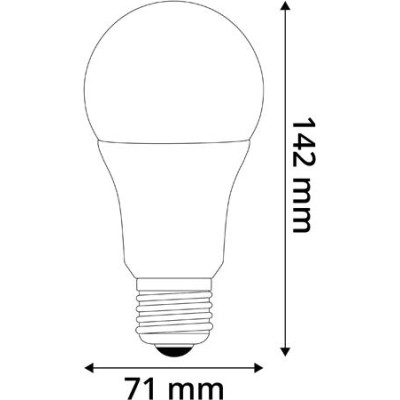LED izzó, E27, gömb, A70, 16W, 1901lm, 3000K, AVIDE
