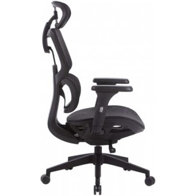 Irodai forgószék, hálós ülőlap és háttámla, fekete műanyag lábkereszt, "Humantech", fekete