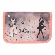 Tolltartó, klapnis, cipzáras, BELMIL "Rose Ballet", szürke-rózsaszín, balerina