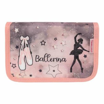 Tolltartó, klapnis, cipzáras, BELMIL "Rose Ballet", szürke-rózsaszín, balerina