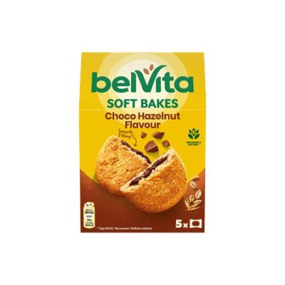 Keksz, 5x50 g, BELVITA "Jó reggelt! Softy" mogyorós ízű kakaós töltelékkel