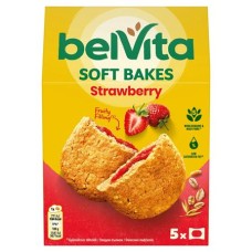 Keksz, 5x50 g, BELVITA "Jó reggelt! Softy" epres töltelékkel