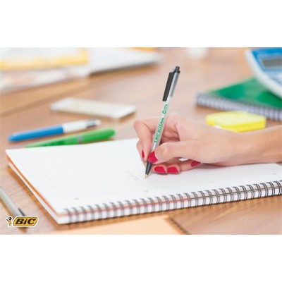 Golyóstoll, 0,32 mm, nyomógombos, BIC "Clic Stic ecolutions", kék
