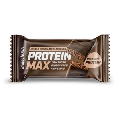 Fehérjeszelet, gluténmentes, 45g, BIOTECH USA "Protein Max", dupla csokoládé