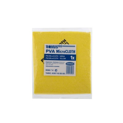 Törlőkendő, mikroszálas, univerzális, 40x34 cm, BONUS "PVA MicroCLOTH", sárga