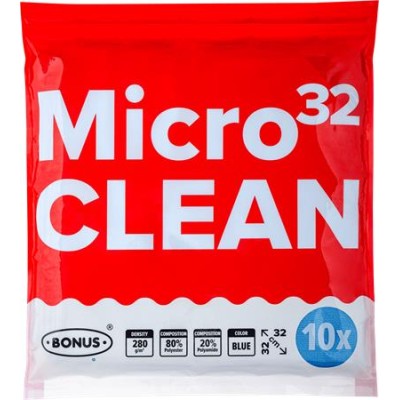 Törlőkendő, mikroszálas, univerzális, 10 db, 32x32 cm, BONUS "MicroCLEAN", kék