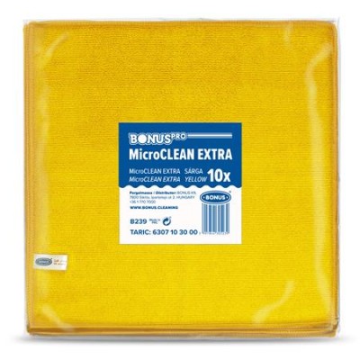Törlőkendő, mikroszálas, univerzális, 10 db, 40x40 cm, BONUS "MicroCLEAN Extra", sárga