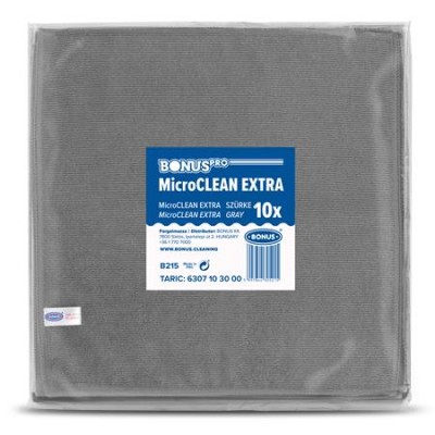 Törlőkendő, mikroszálas, univerzális, 10 db, 40x40 cm, BONUS "MicroCLEAN Extra", szürke