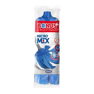Felmosófej, mikroszál és viszkóz, BONUS "MicroMIX", kék-fehér