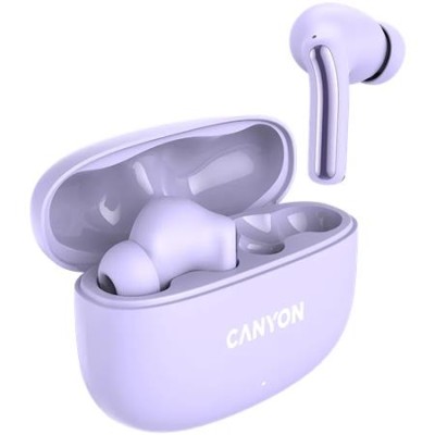 Fülhallgató, TWS vezeték nélküli, Bluetooth 5.4, CANYON "OnGo 9", levendula