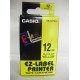 Feliratozógép szalag, 12 mm x 8 m, CASIO, sárga-fekete