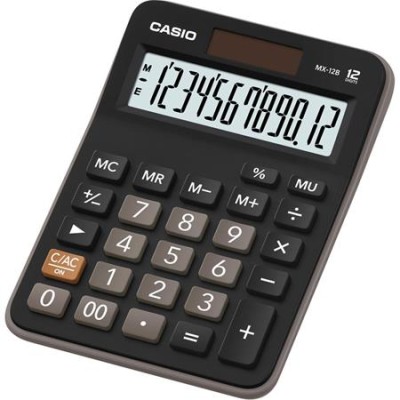 Számológép, asztali, 12 számjegy, CASIO "MX 12B", fekete