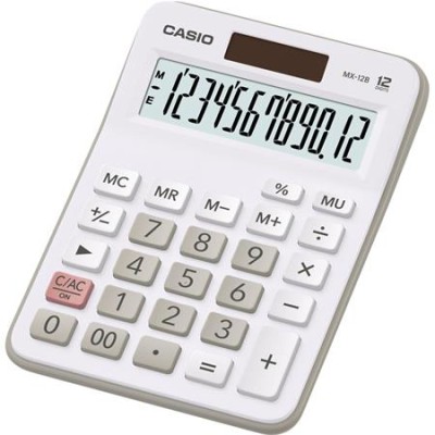Számológép, asztali, 12 számjegy, CASIO "MX 12WE", fehér