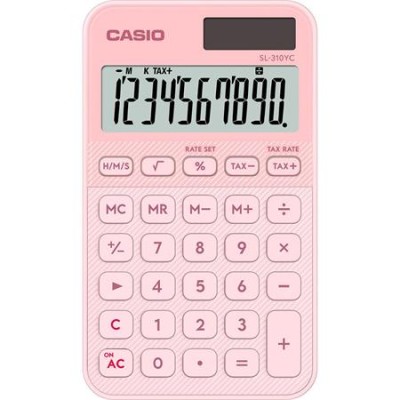 Zsebszámológép, 10 számjegy, CASIO "SL 310 YCK", rózsaszín