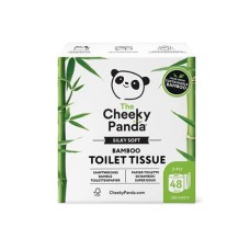 Toalettpapír, bambusz, 3 rétegű, kistekercses, 48 tekercs, CHEEKY PANDA, fehér