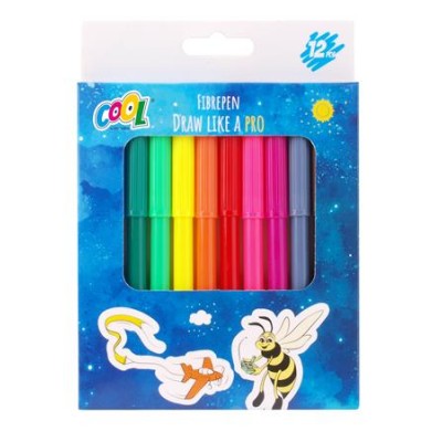 Filctoll készlet, 2 mm, COOL BY VICTORIA, 12 különböző szín
