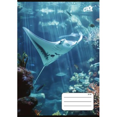 Füzet, tűzött, A5, kockás, 32 lap, COOL BY VICTORIA "Ocean World", "27-32"