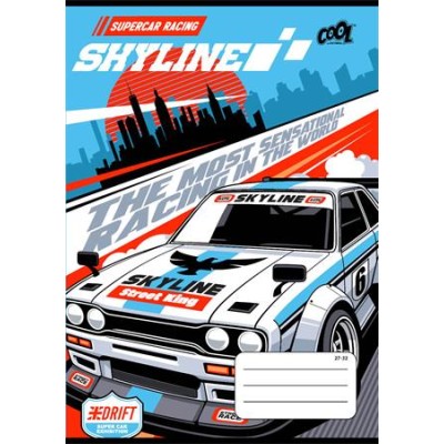 Füzet, tűzött, A5, kockás, 32 lap, COOL BY VICTORIA "Race cars", "27-32"