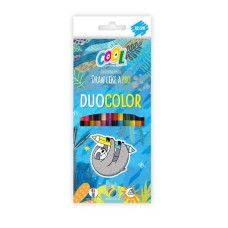 Színes ceruza készlet, háromszögletű, kétvégű, COOL BY VICTORIA "Duocolor", 24 különböző szín
