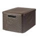 Rattan hatású kosár tetővel, 30l, sötétbarna, CURVER "Style L"