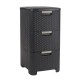 Rattan hatású fiókos tároló, 3x14 l, sötét barna, CURVER