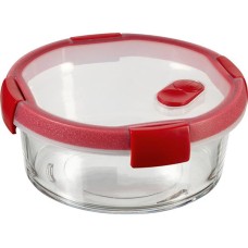 Ételtartó, kerek, üveg, 0,6 l, CURVER "Smart Cook", piros