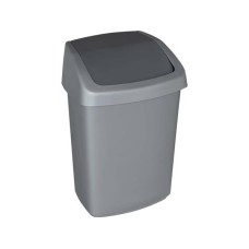 Billenős szemetes, 25 l, CURVER "Swing top", ezüst/grafit