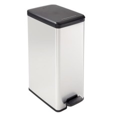 Pedálos szemetes, 40 l, CURVER "Slim Bin", fekete-ezüst