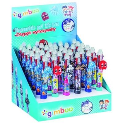Zseléstoll display, törölhető, nyomógombos, négyszínű, "Gimboo", 4 különböző mintával
