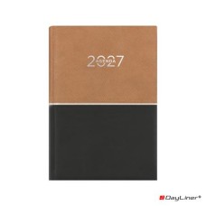 Naptár, tervező, A5, napi, DAYLINER "Contrast", barna-fekete