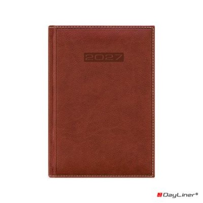 Naptár, tervező, A5, napi, DAYLINER, "Sherwood", barnásvörös