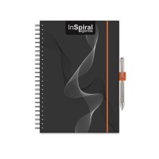 Naptár, tervező, A5, heti, DAYLINER, "InSpiral", fekete-narancs