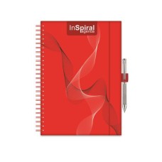 Naptár, tervező, A5, heti, DAYLINER, "InSpiral", piros-piros