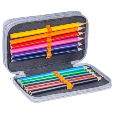 Tolltartó, töltött, 2 emeletes, cipzáras, "Gimboo Jumbo", focis, szürke Tolltartó, töltött, 2 emeletes, cipzáras, "Gimboo Jumbo", focis, szürke