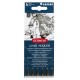 Tűfilc szett, 0,05/0,1/0,2/ 0,3/0,5/0,8 mm, DERWENT "Line Marker", fekete
