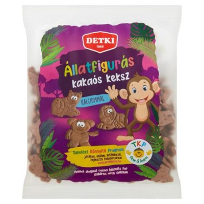 Kakaós keksz, gyerekeknek, 160 g, DETKI, állatfigurás