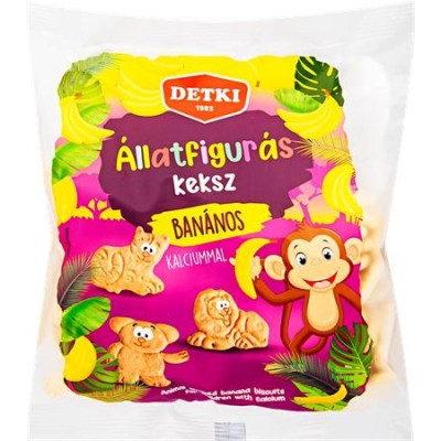 Banános keksz, gyerekeknek, 160 g, DETKI, állatfigurás