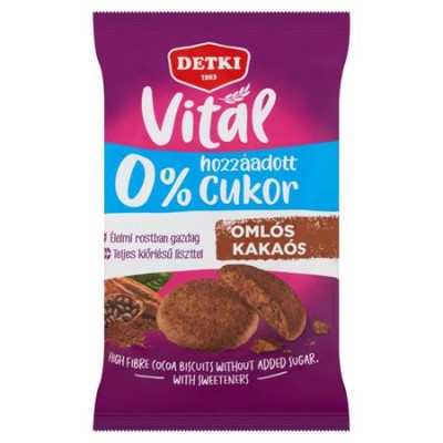 Omlós keksz, cukormentes, 180 g, DETKI "Vitál", kakaós