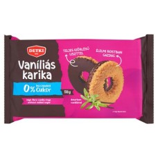 Vaníliás karika, cukormentes, 150 g, DETKI, étbevonóval félig mártva