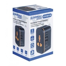 Utazóadapter, univerzális, DONAU "Travel 205", fekete