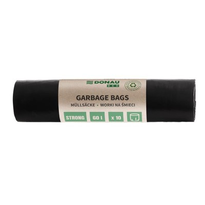 Szemeteszsák, extra erős, 60 l, 10 db, 30 µ, DONAU "Eco", fekete