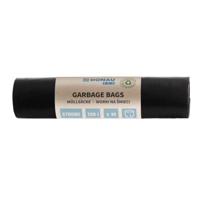 Szemeteszsák, extra erős, 120 l, 10 db, 35 µ, DONAU "Eco", fekete