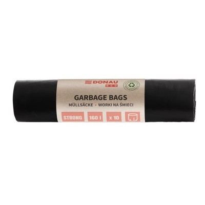 Szemeteszsák, extra erős, 160 l, 10 db, 70 µ, DONAU "Eco", fekete