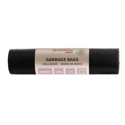 Szemeteszsák, extra erős, 240 l, 5 db, 70 µ, DONAU "Eco", fekete