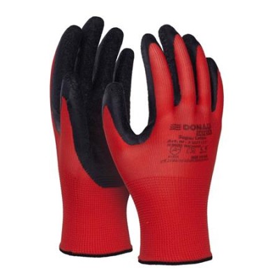 Védőkesztyű, latex, DONAU "Safety", 10/XL méret, piros