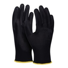 Szerelőkesztyű, PU, DONAU "Safety", 8/M méret, fekete