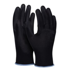 Szerelőkesztyű, PU, DONAU "Safety", 9/L méret, fekete