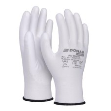 Szerelőkesztyű, PU, DONAU "Safety", 10/XL méret, fehér