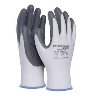 Szerelőkesztyű, nitril, DONAU "Safety 01", 9/L méret, szürke
