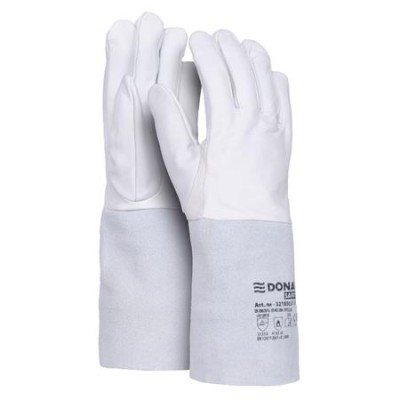 Védőkesztyű, TIG, kecskebőr, DONAU "Safety", 11/XXL méret, fehér-szürke